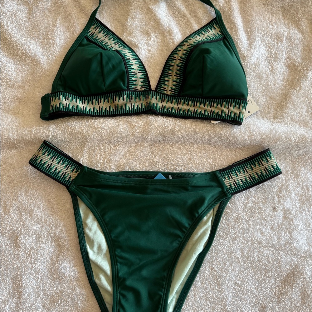 Green Patterned Bikini Set
